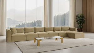 Meridian Furniture Shaggy Six Piece Modular Sectional Camel Corduroy Performance Fabric Large Living Room 641Camel-Sec6G