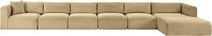 Meridian Furniture Shaggy Six Piece Modular Sectional Camel Corduroy Performance Fabric Large Living Room 641Camel-Sec6G
