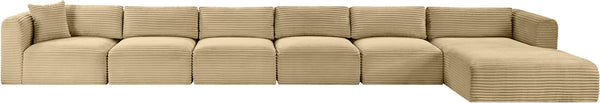 Meridian Furniture Shaggy Six Piece Modular Sectional Camel Corduroy Performance Fabric Large Living Room 641Camel-Sec6G