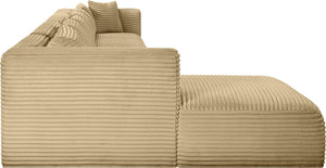 Meridian Furniture Shaggy Six Piece Modular Sectional Camel Corduroy Performance Fabric Large Living Room 641Camel-Sec6G