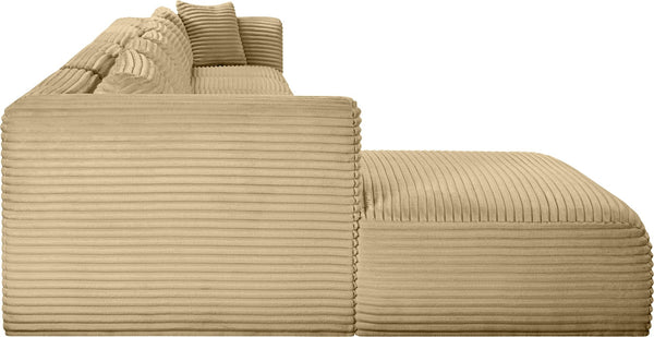 Meridian Furniture Shaggy Six Piece Modular Sectional Camel Corduroy Performance Fabric Large Living Room 641Camel-Sec6G