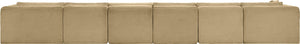 Meridian Furniture Shaggy Six Piece Modular Sectional Camel Corduroy Performance Fabric Large Living Room 641Camel-Sec6G