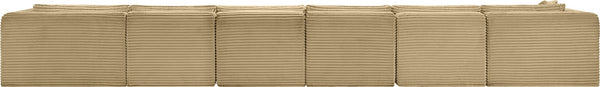 Meridian Furniture Shaggy Six Piece Modular Sectional Camel Corduroy Performance Fabric Large Living Room 641Camel-Sec6G