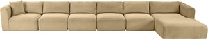 Meridian Furniture Shaggy Six Piece Modular Sectional Camel Corduroy Performance Fabric Large Living Room 641Camel-Sec6G