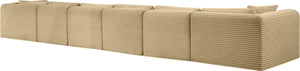 Meridian Furniture Shaggy Six Piece Modular Sectional Camel Corduroy Performance Fabric Large Living Room 641Camel-Sec6G