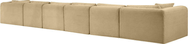 Meridian Furniture Shaggy Six Piece Modular Sectional Camel Corduroy Performance Fabric Large Living Room 641Camel-Sec6G