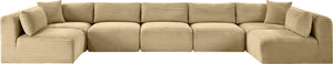 Meridian Furniture Shaggy Seven Piece Modular Sectional Corduroy Performance Fabric Camel Living Room 641Camel-Sec7A