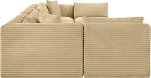 Meridian Furniture Shaggy Seven Piece Modular Sectional Corduroy Performance Fabric Camel Living Room 641Camel-Sec7A