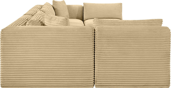 Meridian Furniture Shaggy Seven Piece Modular Sectional Corduroy Performance Fabric Camel Living Room 641Camel-Sec7A