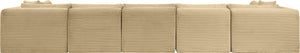 Meridian Furniture Shaggy Seven Piece Modular Sectional Corduroy Performance Fabric Camel Living Room 641Camel-Sec7A