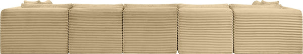 Meridian Furniture Shaggy Seven Piece Modular Sectional Corduroy Performance Fabric Camel Living Room 641Camel-Sec7A