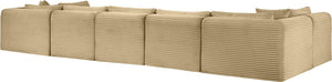 Meridian Furniture Shaggy Seven Piece Modular Sectional Corduroy Performance Fabric Camel Living Room 641Camel-Sec7A