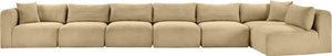 Meridian Furniture Shaggy Seven Piece Modular Sectional in Corduroy Performance Fabric for Living Rooms 641Camel-Sec7B