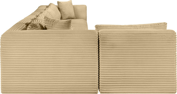 Meridian Furniture Shaggy Seven Piece Modular Sectional in Corduroy Performance Fabric for Living Rooms 641Camel-Sec7B