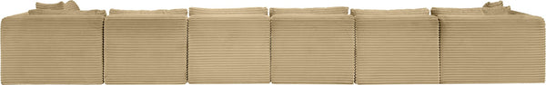 Meridian Furniture Shaggy Seven Piece Modular Sectional in Corduroy Performance Fabric for Living Rooms 641Camel-Sec7B