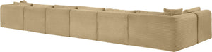 Meridian Furniture Shaggy Seven Piece Modular Sectional in Corduroy Performance Fabric for Living Rooms 641Camel-Sec7B