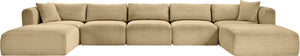 Meridian Furniture Shaggy Seven Piece Modular Sectional Camel Corduroy Fabric Stain Resistant Living Room 641Camel-Sec7C