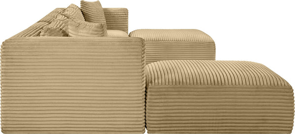 Meridian Furniture Shaggy Seven Piece Modular Sectional Camel Corduroy Fabric Stain Resistant Living Room 641Camel-Sec7C