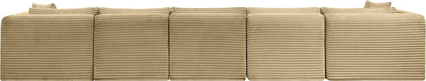 Meridian Furniture Shaggy Seven Piece Modular Sectional Camel Corduroy Fabric Stain Resistant Living Room 641Camel-Sec7C