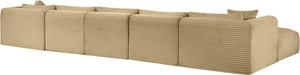 Meridian Furniture Shaggy Seven Piece Modular Sectional Camel Corduroy Fabric Stain Resistant Living Room 641Camel-Sec7C