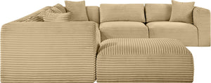Meridian Furniture Shaggy 7 Piece Modular Sectional Corduroy Performance Fabric Living Room Sofa Set 641Camel-Sec7D