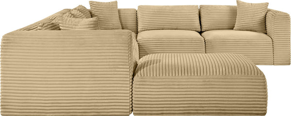 Meridian Furniture Shaggy 7 Piece Modular Sectional Corduroy Performance Fabric Living Room Sofa Set 641Camel-Sec7D