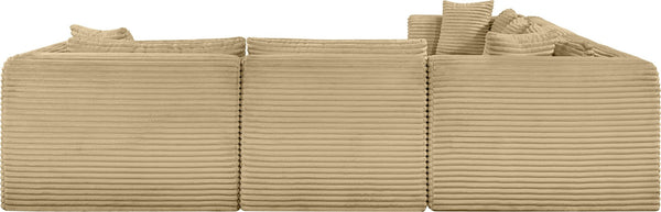 Meridian Furniture Shaggy 7 Piece Modular Sectional Corduroy Performance Fabric Living Room Sofa Set 641Camel-Sec7D