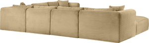 Meridian Furniture Shaggy 7 Piece Modular Sectional Corduroy Performance Fabric Living Room Sofa Set 641Camel-Sec7D