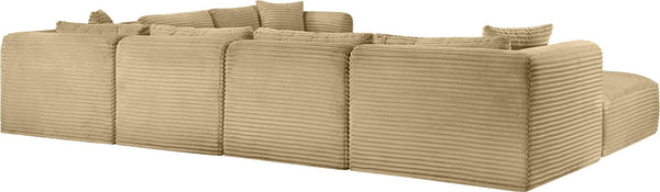 Meridian Furniture Shaggy 7 Piece Modular Sectional Corduroy Performance Fabric Living Room Sofa Set 641Camel-Sec7D