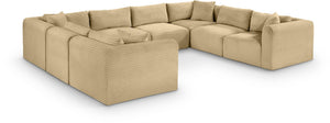 Meridian Furniture Shaggy 8 Piece Modular Sectional Corduroy Performance Fabric Plush Living Room Sofa 641Camel-Sec8A