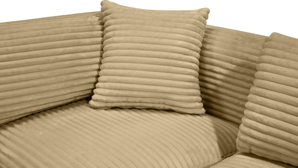 Meridian Furniture Shaggy 8 Piece Modular Sectional Corduroy Performance Fabric Plush Living Room Sofa 641Camel-Sec8A