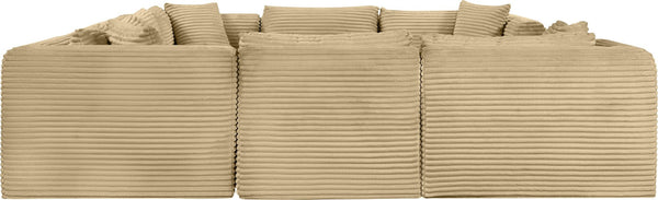 Meridian Furniture Shaggy 8 Piece Modular Sectional Corduroy Performance Fabric Plush Living Room Sofa 641Camel-Sec8A