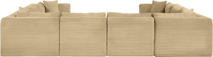 Meridian Furniture Shaggy 8 Piece Modular Sectional Corduroy Performance Fabric Plush Living Room Sofa 641Camel-Sec8A