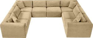 Meridian Furniture Shaggy 8 Piece Modular Sectional Corduroy Performance Fabric Plush Living Room Sofa 641Camel-Sec8A