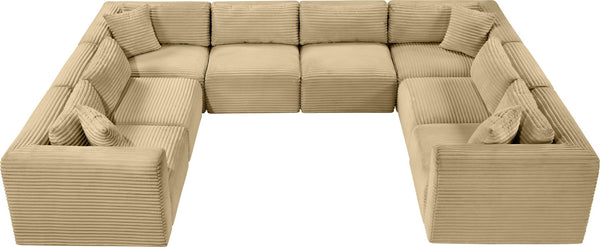 Meridian Furniture Shaggy 8 Piece Modular Sectional Corduroy Performance Fabric Plush Living Room Sofa 641Camel-Sec8A