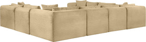 Meridian Furniture Shaggy 8 Piece Modular Sectional Corduroy Performance Fabric Plush Living Room Sofa 641Camel-Sec8A
