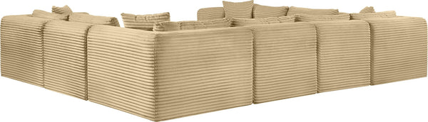 Meridian Furniture Shaggy 8 Piece Modular Sectional Corduroy Performance Fabric Plush Living Room Sofa 641Camel-Sec8A