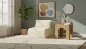 Meridian Furniture Shaggy Corduroy Armless Modular Chair with Plush Foam and Stain Resistant Performance Fabric Cream 641Cream-Armless