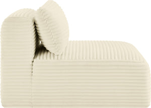 Meridian Furniture Shaggy Corduroy Armless Modular Chair with Plush Foam and Stain Resistant Performance Fabric Cream 641Cream-Armless