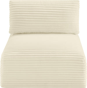 Meridian Furniture Shaggy Corduroy Armless Modular Chair with Plush Foam and Stain Resistant Performance Fabric Cream 641Cream-Armless