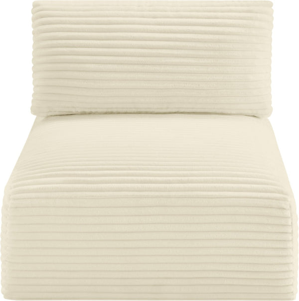 Meridian Furniture Shaggy Corduroy Armless Modular Chair with Plush Foam and Stain Resistant Performance Fabric Cream 641Cream-Armless