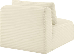 Meridian Furniture Shaggy Corduroy Armless Modular Chair with Plush Foam and Stain Resistant Performance Fabric Cream 641Cream-Armless
