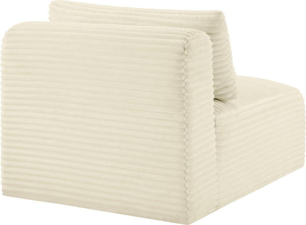 Meridian Furniture Shaggy Corduroy Armless Modular Chair with Plush Foam and Stain Resistant Performance Fabric Cream 641Cream-Armless