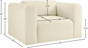 Meridian Furniture Shaggy Corduroy Accent Chair with Plush Foam Seating and Modular Design for Living Room Decor Cream 641Cream-Chair