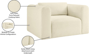 Meridian Furniture Shaggy Corduroy Accent Chair with Plush Foam Seating and Modular Design for Living Room Decor Cream 641Cream-Chair