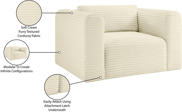 Meridian Furniture Shaggy Corduroy Accent Chair with Plush Foam Seating and Modular Design for Living Room Decor Cream 641Cream-Chair