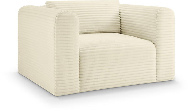 Meridian Furniture Shaggy Corduroy Accent Chair with Plush Foam Seating and Modular Design for Living Room Decor Cream 641Cream-Chair