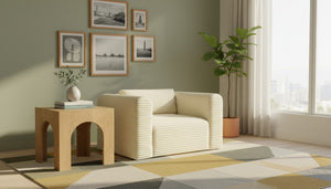 Meridian Furniture Shaggy Corduroy Accent Chair with Plush Foam Seating and Modular Design for Living Room Decor Cream 641Cream-Chair