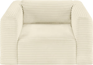 Meridian Furniture Shaggy Corduroy Accent Chair with Plush Foam Seating and Modular Design for Living Room Decor Cream 641Cream-Chair