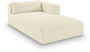 Meridian Furniture Shaggy Corduroy Modular Chaise Lounge Plush Foam Seating for Living Room Sectional Setup Cream 641Cream-Chaise